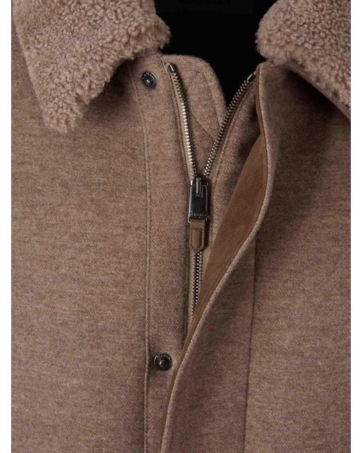 Canali Brown Short Cashmere Wool Coat for men