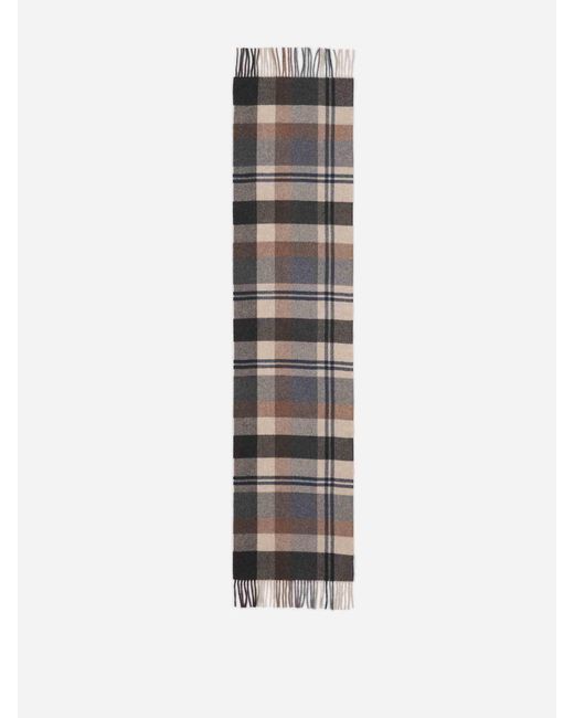 Santa Eulalia Natural Checkered Wool Scarf for men