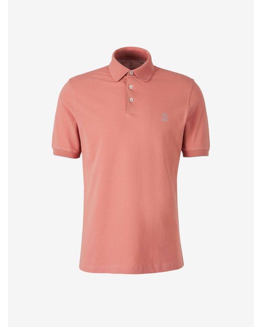 Logo Polo Semplice di Brunello Cucinelli in Pink da Uomo