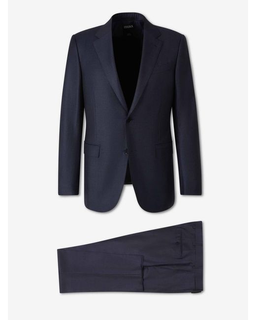 Zegna Blue Straight Wool Suit for men