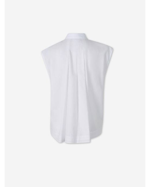 Peserico White Plain Cotton Blouse