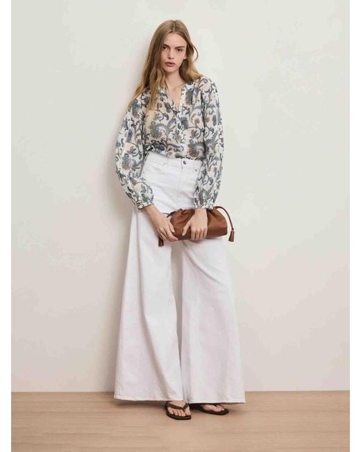 Veronica Beard White Wide Flared Jeans