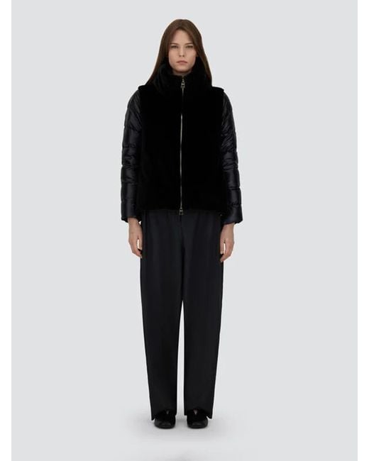 Herno Black Short Faux Fur Down Jacket