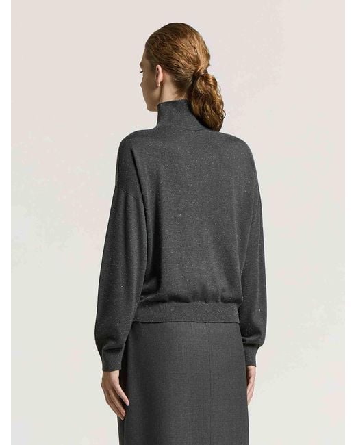 Peserico Black Lurex Turtleneck Sweater