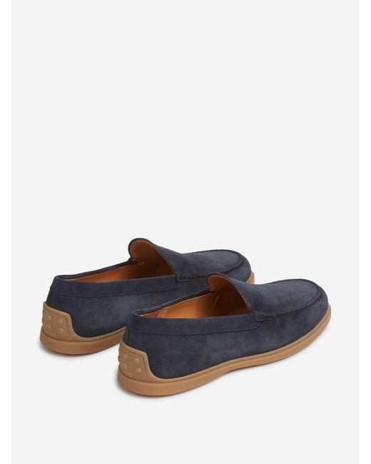Tod's Blue Suede Slipper Loafers for men