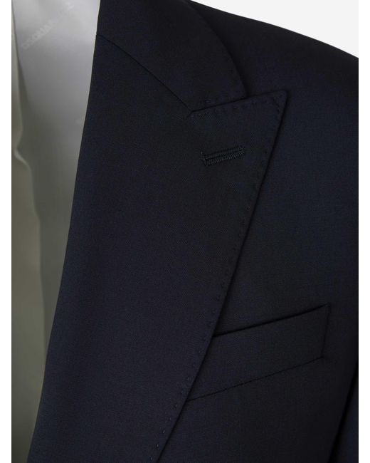 DSquared² Blue Plain Wool Suit for men