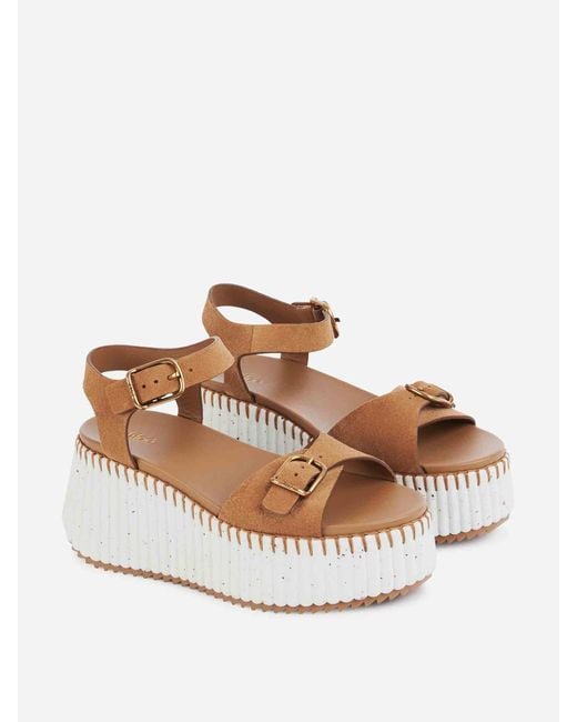 Sandalias Cuña Nama Chloé de color White