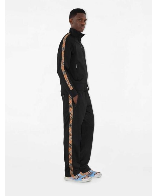 Burberry Black Cotton Check Joggers for men
