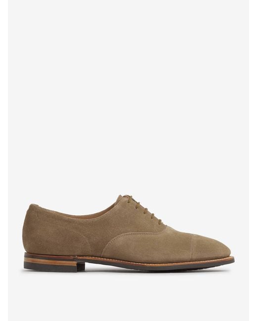 Crockett and Jones Brown Suede Oxford Shoes for men
