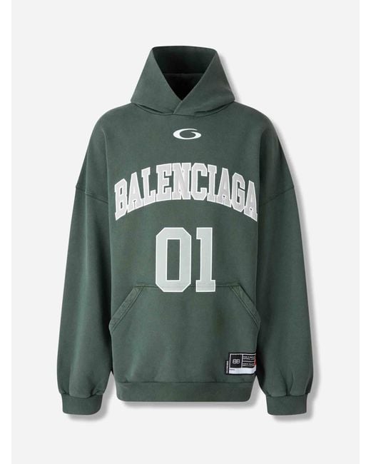 Balenciaga Green Hooded Sweatshirt for men