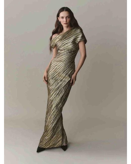 Marmar Halim Metallic Asymmetrical Maxi Dress
