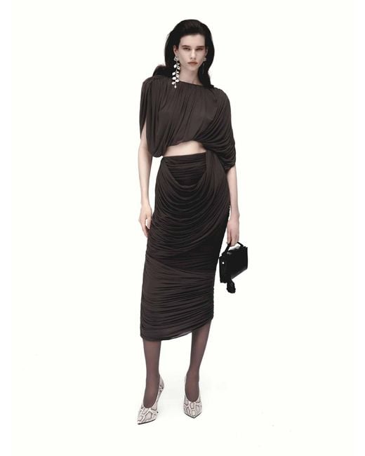 Magda Butrym Brown Draped Midi Skirt