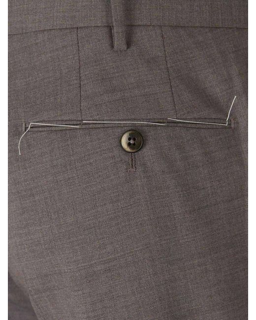 PT Torino Gray Formal Wool Trousers for men