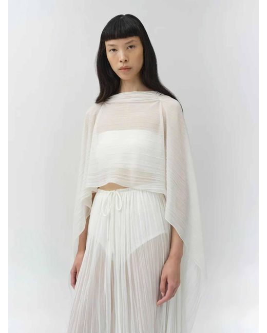 Jonathan Simkhai White Asymmetrical Pleated Cape