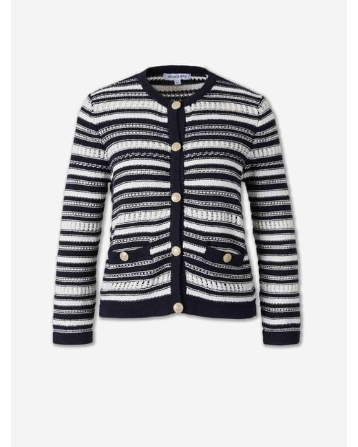 Veronica Beard Blue Bellingham Openwork Cardigan