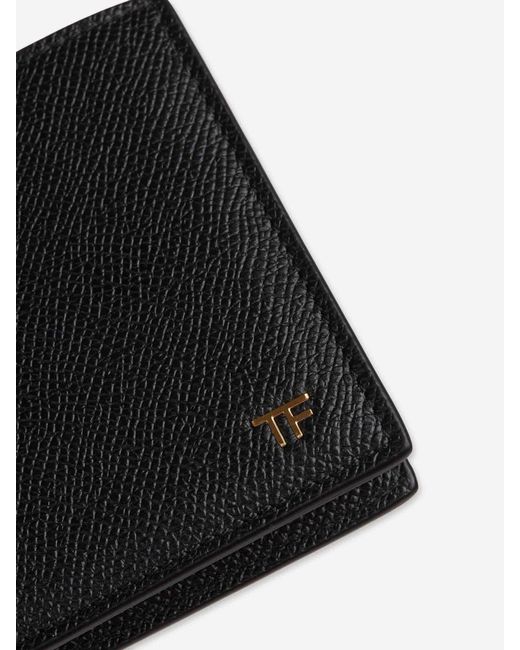Tom Ford White Leather Folding Card Holder for men