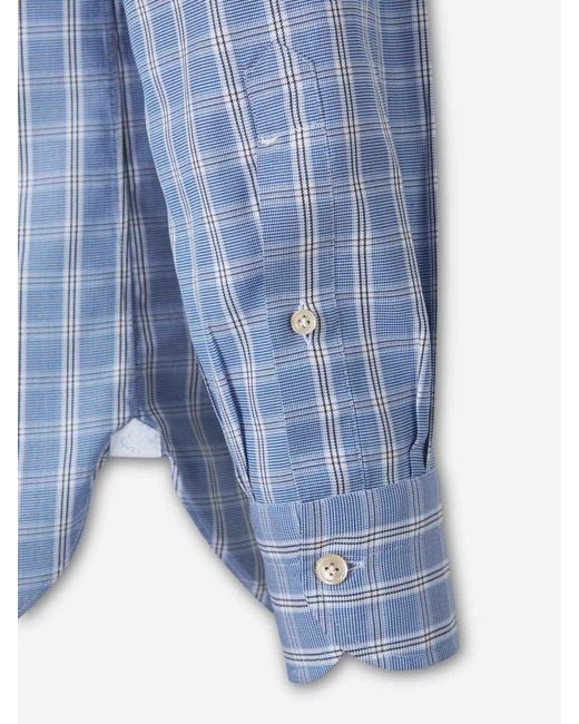 Luigi Borrelli Napoli Blue Plaid Print Shirt for men