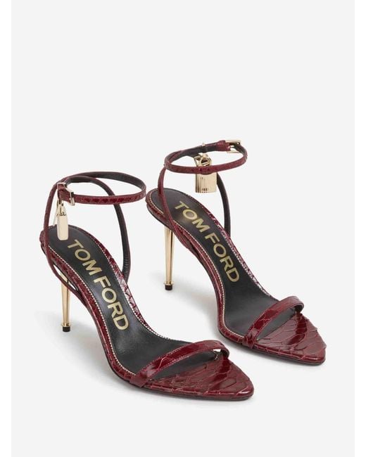 Tom Ford White Padlock Heel Sandals