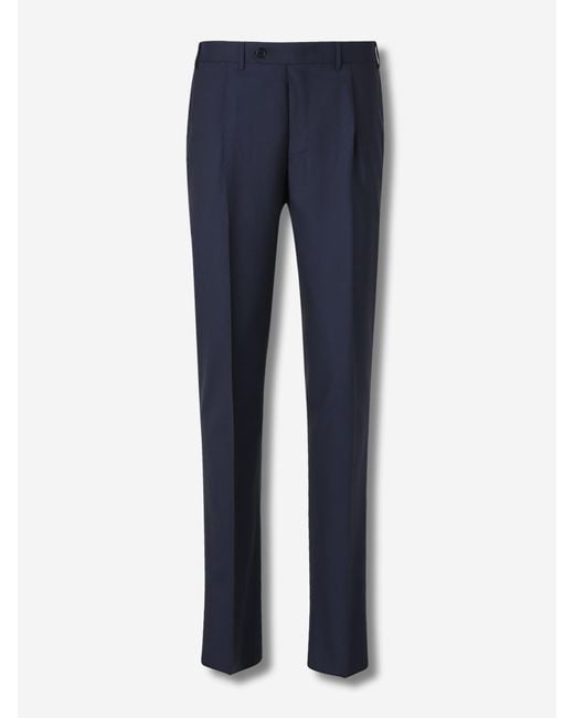 Canali Blue Wool Formal Trousers for men