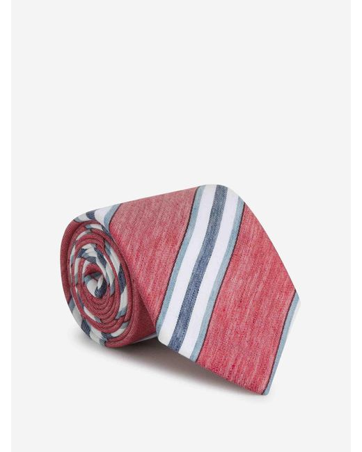 Santa Eulalia Pink Striped Motif Tie for men