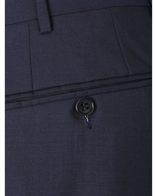 Canali Blue Wool Formal Trousers for men