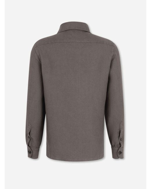 Vincenzo Di Ruggiero Brown Plain Linen Shirt for men