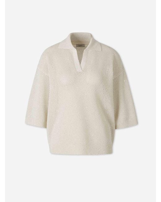 Peserico White Polo Knit Cotton