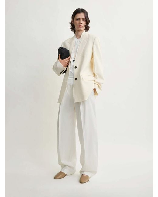 Totême White Frayed Straight Blazer