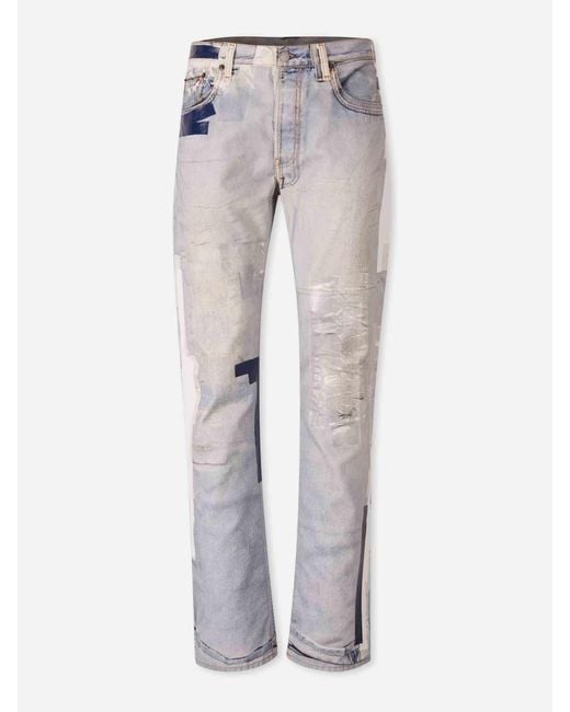Acne Gray Straight Jeans With Ribbon Effect for men