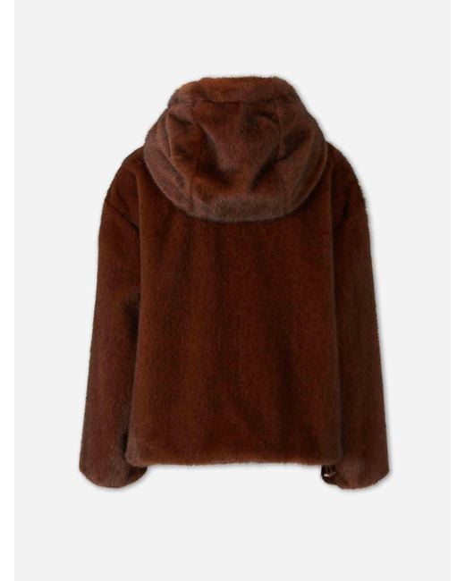 Herno Brown Hooded Jacket With Fur