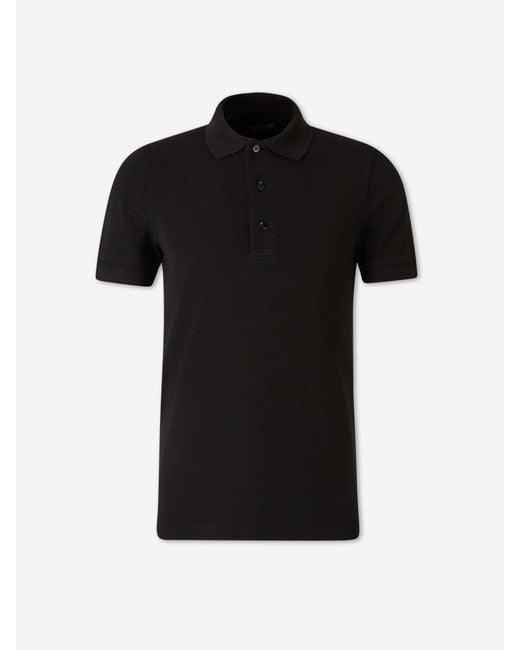 Tom Ford Black Plain Cotton Polo Shirt for men