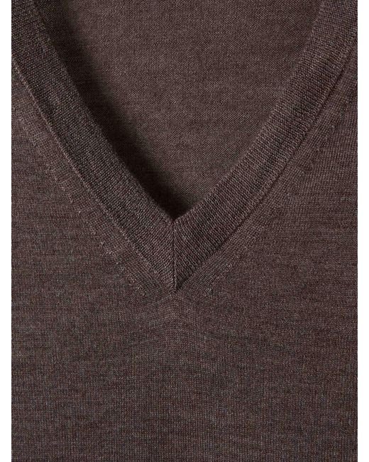Santa Eulalia Brown Thin V-Neck Sweater for men