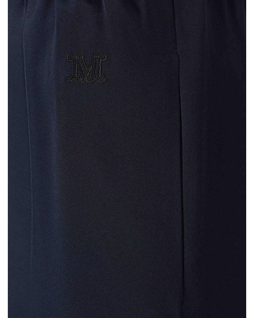 Max Mara Blue Wide Silk Trousers