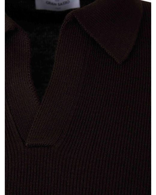Gran Sasso Black Polo Neck Sweater for men