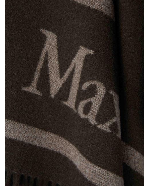 Max Mara Black Wool Poncho Logo