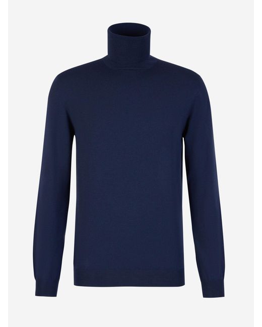 Zanone Blue Wool Knitted Sweater for men