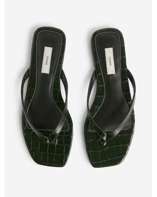 Totême White Crocodile Effect Sandals