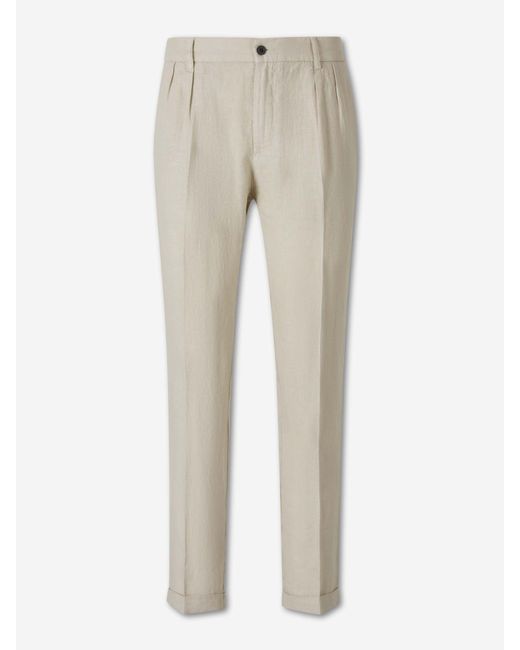 Santa Eulalia Natural Straight Linen Trousers for men