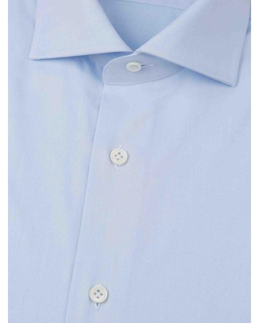 Santa Eulalia Blue Slim Plain Shirt for men
