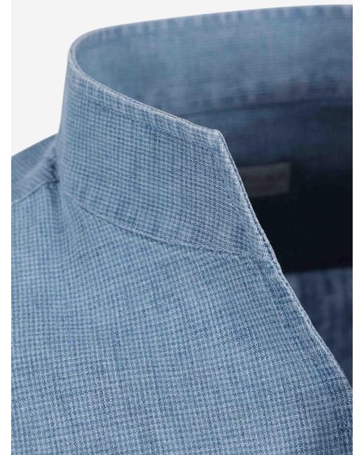 Santa Eulalia Blue Mandarin Collar Shirt for men