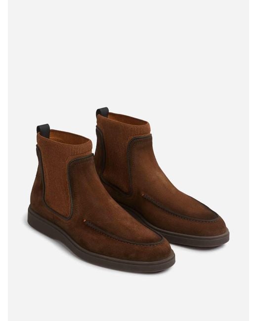 Bottes Chelsea Daim Santoni pour homme en coloris Brown