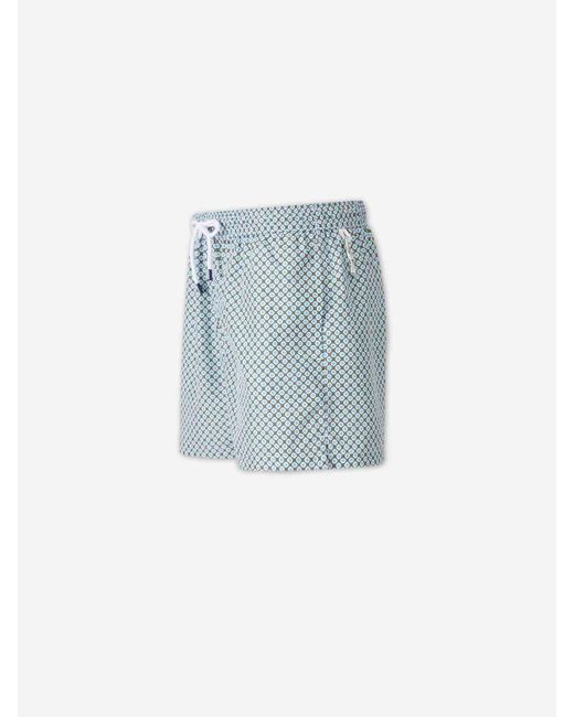 Fedeli Blue Printed Swimsuit for men