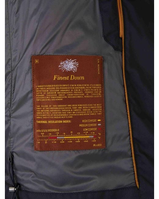 Moorer Blue Down Jacket With Knit Sleeves for men