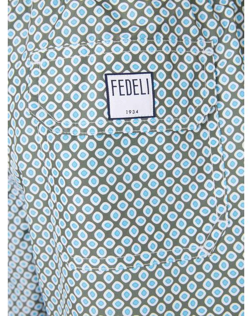 Fedeli Blue Printed Swimsuit for men