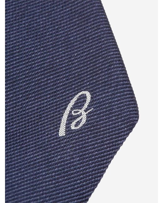 Brioni Blue Plain Silk Tie for men