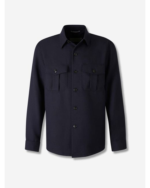 Canali Wolle Seide Hemdjacke in Blue für Herren