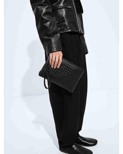 Bottega Veneta Black Braided Leather Toiletry Bag for men
