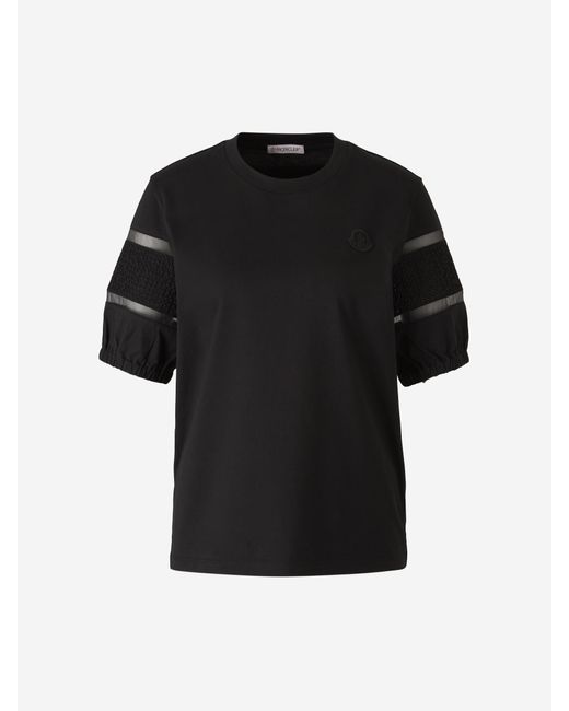 Camiseta Abullonada Algodón Moncler de color Black