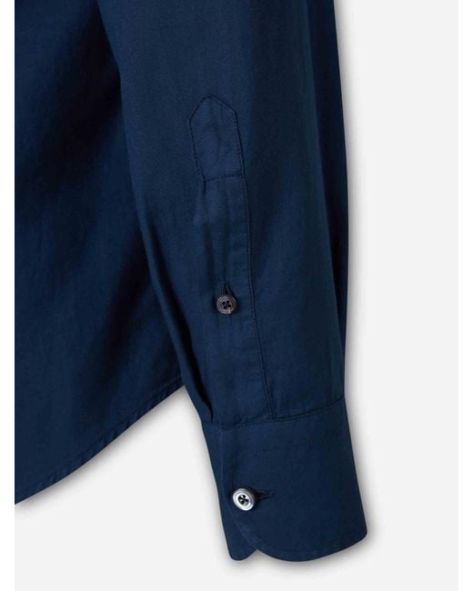 Santa Eulalia Blue Plain Cotton Shirt for men