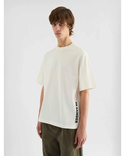 Jil Sander White Round Neck T-Shirt for men